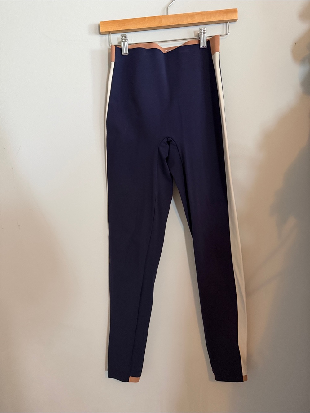 Navy and Cream Side-Stripe Leggings